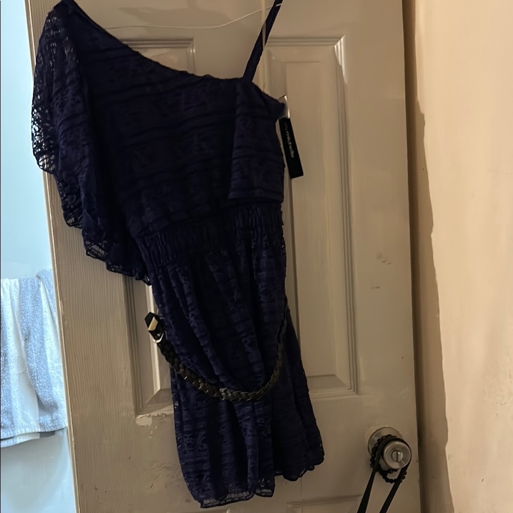 My Michelle Blue Asymmetrical Ruffled Sundress